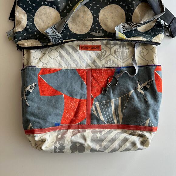 Ribbon Street Suki Wolf Moon Coated Cotton Art to Wear Tote Shoulder Bag - Picture 6 of 11